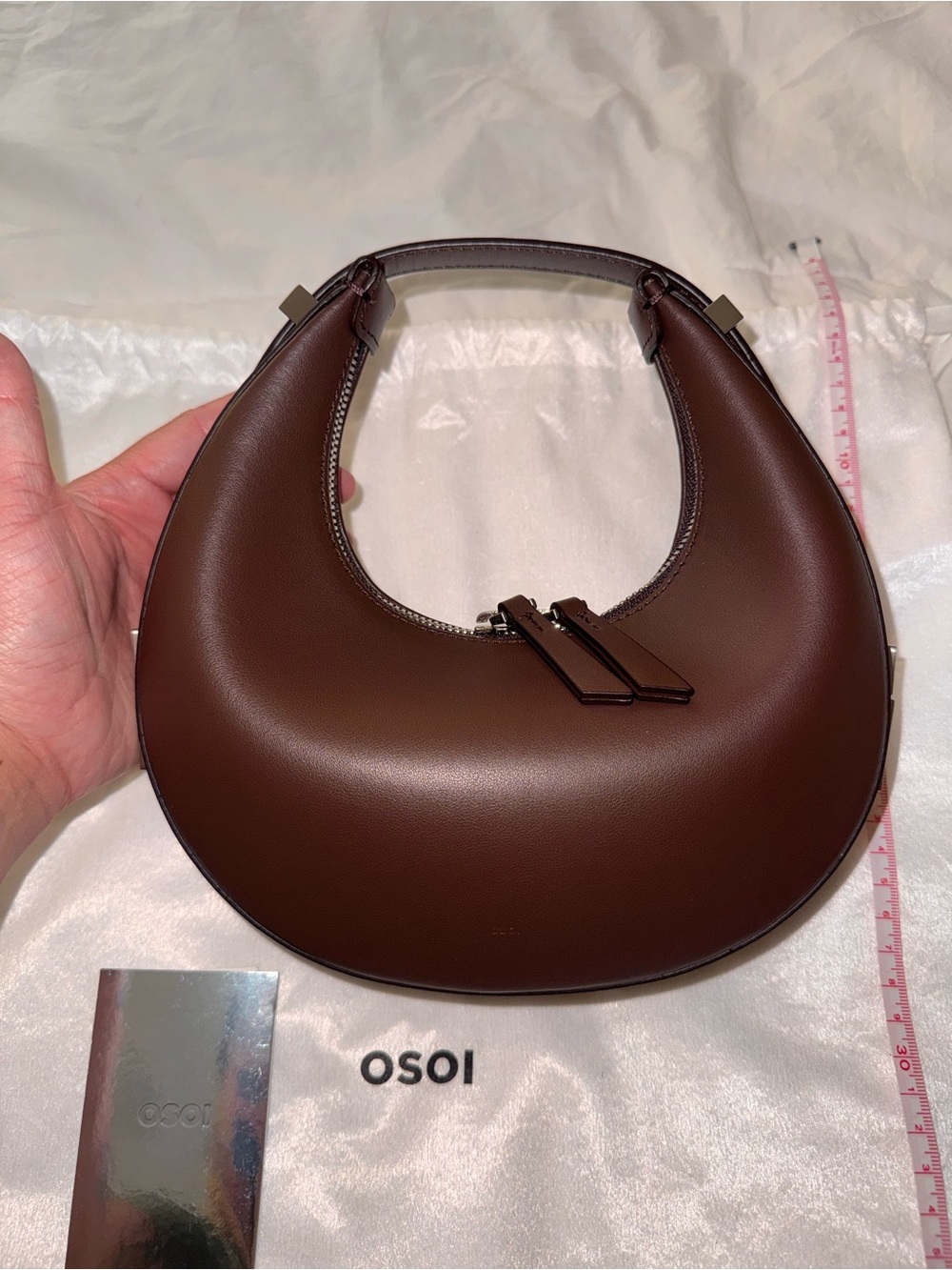 OSOI Mini Toni Crescent Bag in Dark Brown Leather